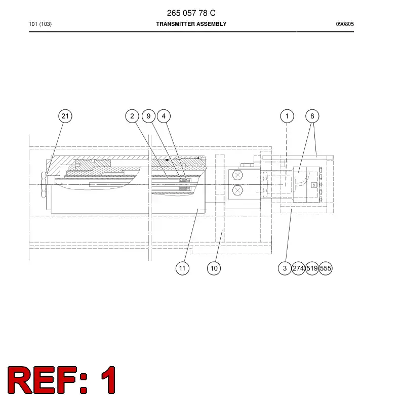 88503509a 885 035 09a Linear sensor - Sandvik Technical Drawing