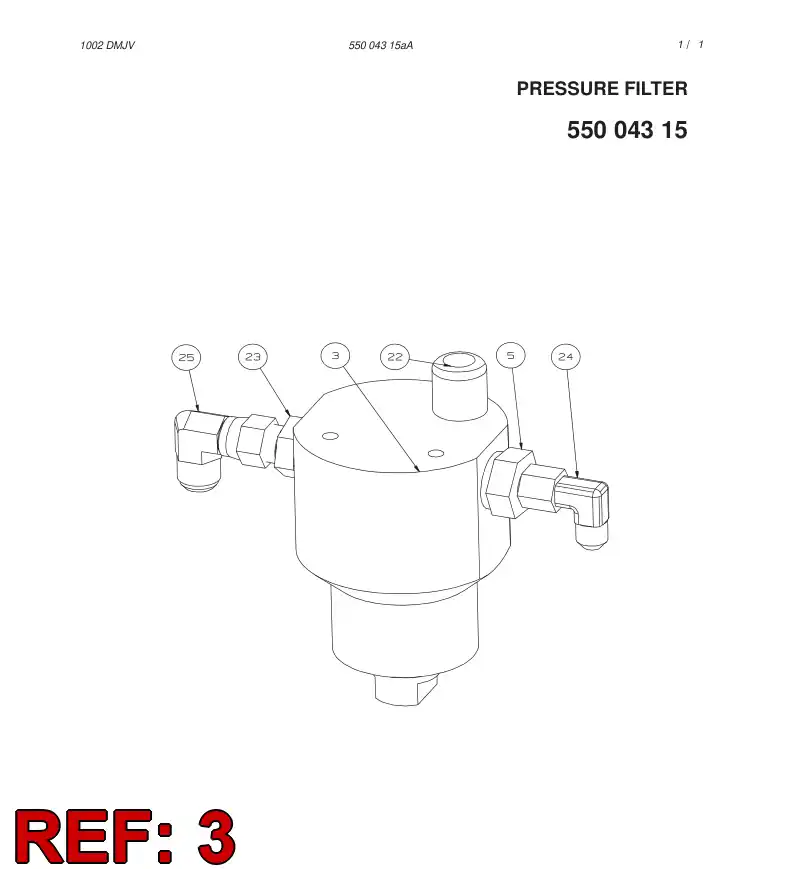 88506799 885 067 99 PRESSURE FILTER - Sandvik Technical Drawing