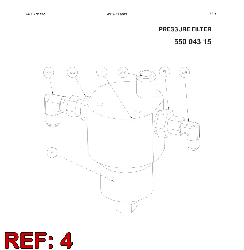 88506819 885 068 19 PRESSURE FILTER - Sandvik Technical Drawing