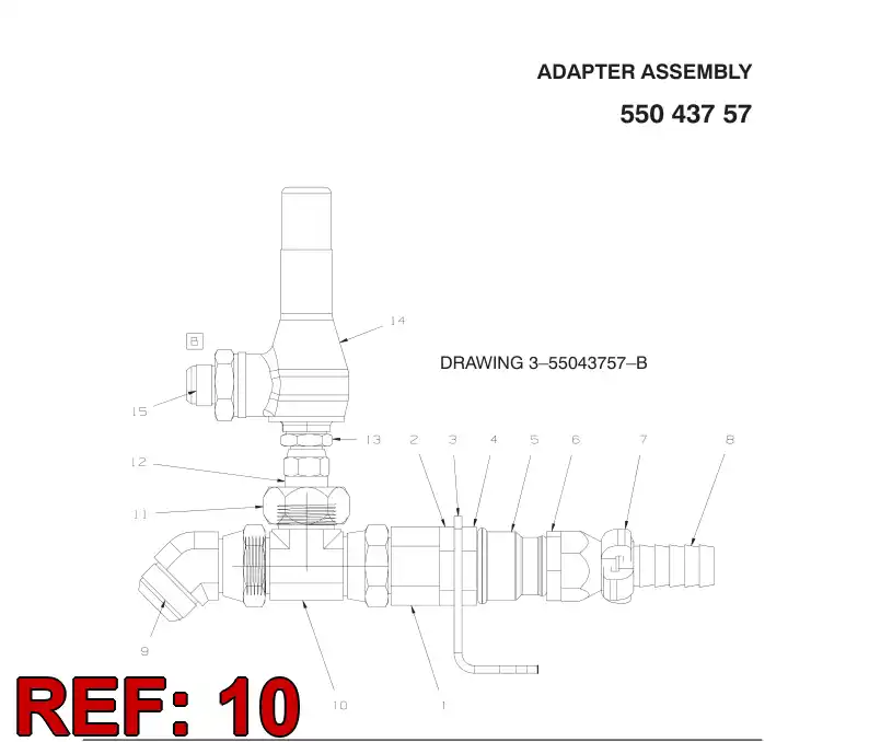 88531169 885 311 69 Adapter, Tee - Sandvik Technical Drawing