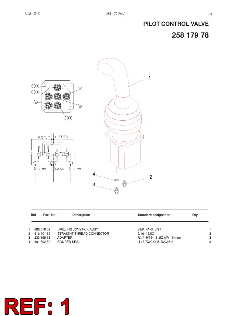 88551809 885 518 09 DRILLING JOYSTICK ASSY - Sandvik Technical Drawing