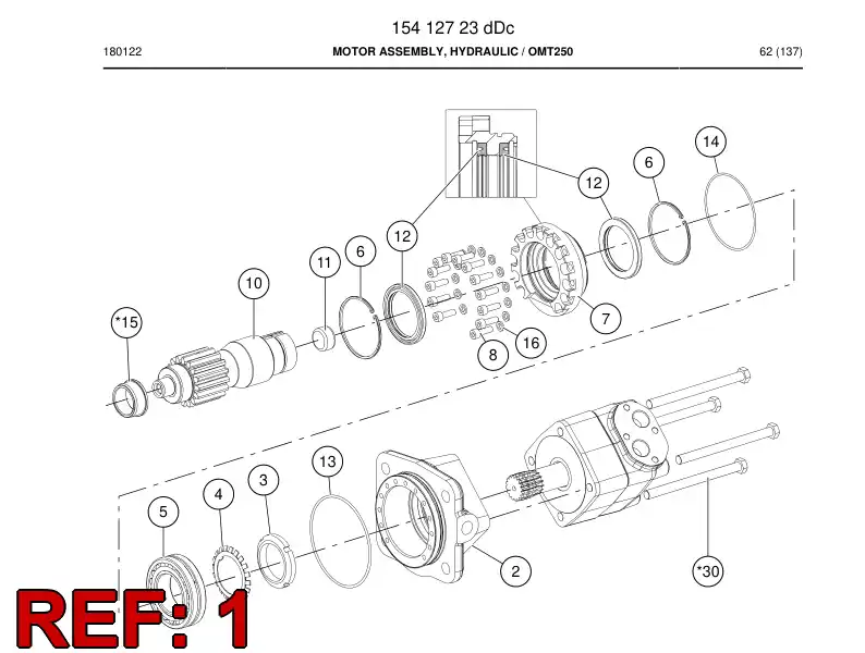 88562439a 885 624 39a Hydraulic Motor, Gerotor - Sandvik Technical Drawing