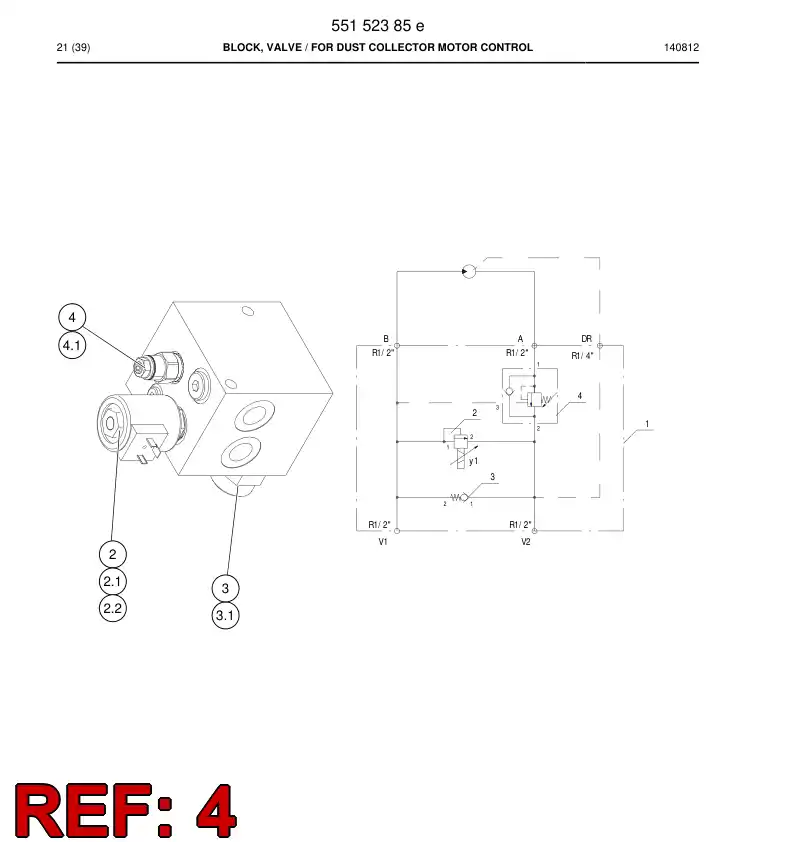 88584799 885 847 99 Valve, Over Center - Sandvik Technical Drawing