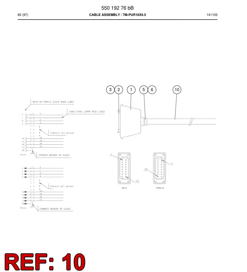88598349a 885 983 49a Cable, Shielded - Sandvik Technical Drawing