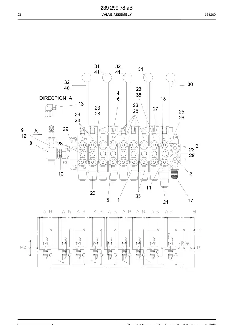 88602229 886 022 29 VALVE SECTION - Sandvik Technical Drawing