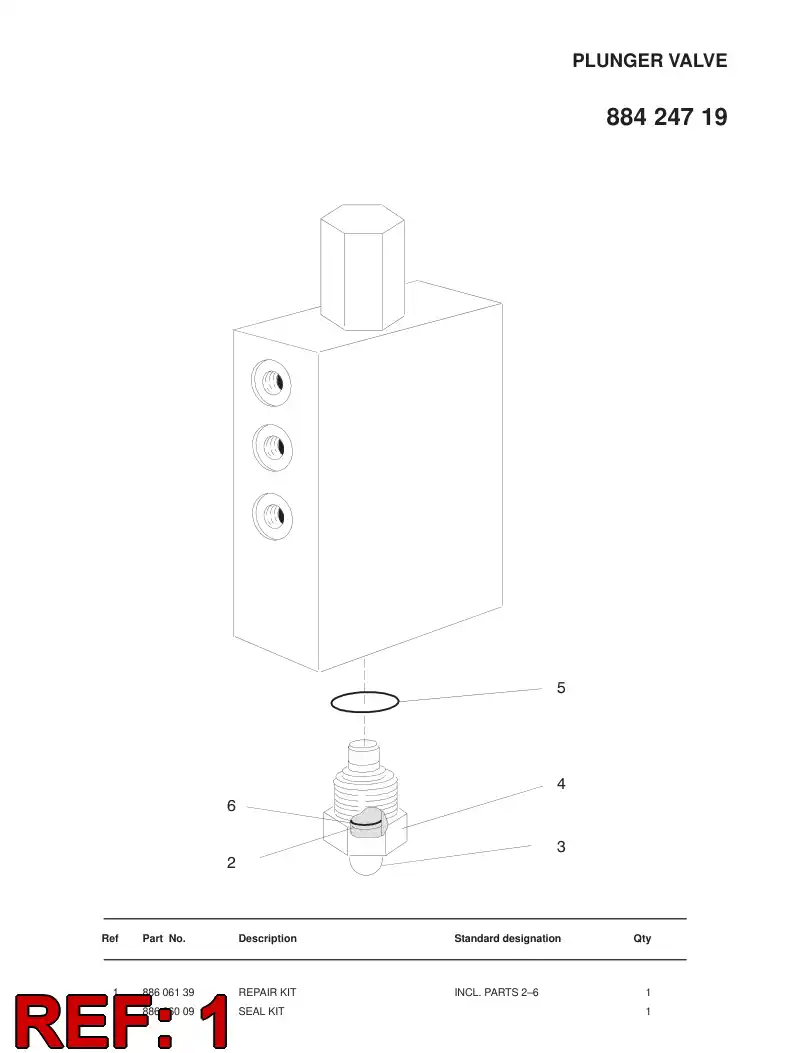 88606139 886 061 39 REPAIR KIT - Sandvik Technical Drawing