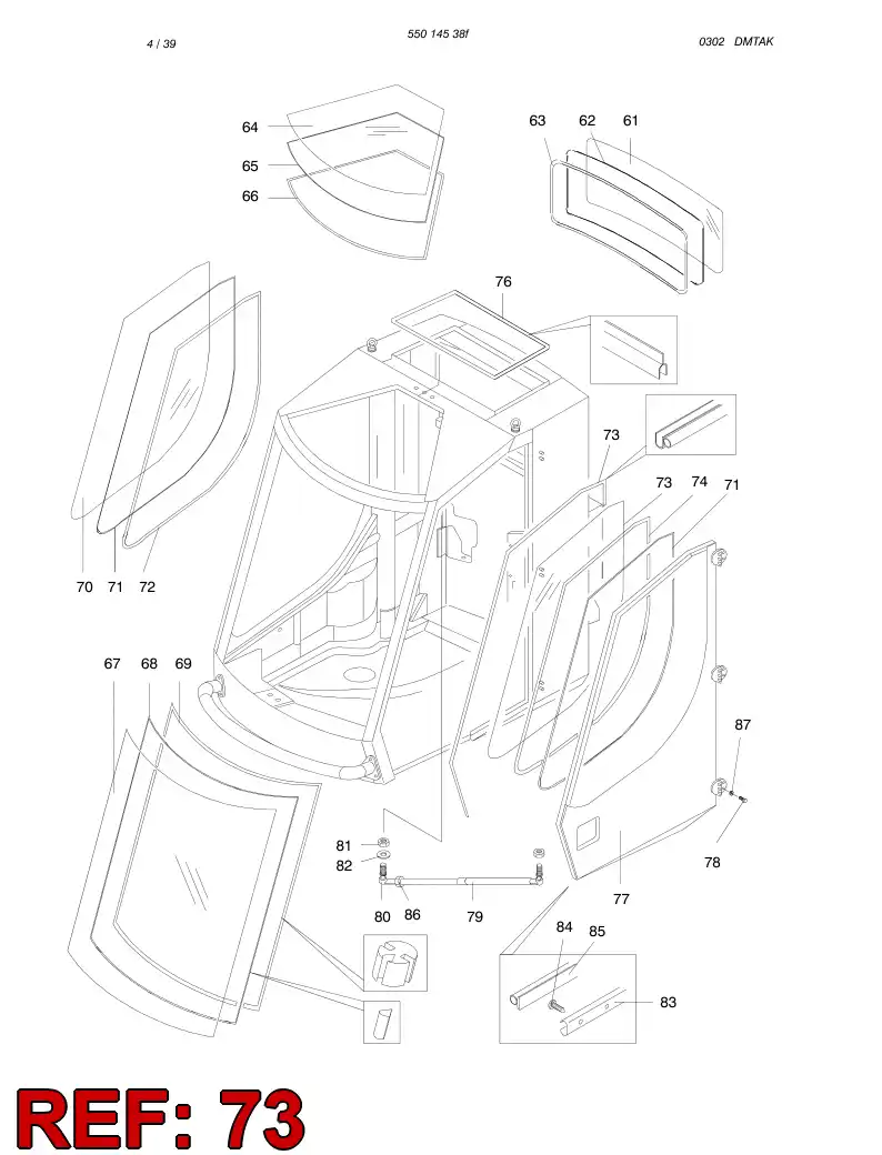 88608719 886 087 19 DOOR WINDOW - Sandvik Technical Drawing