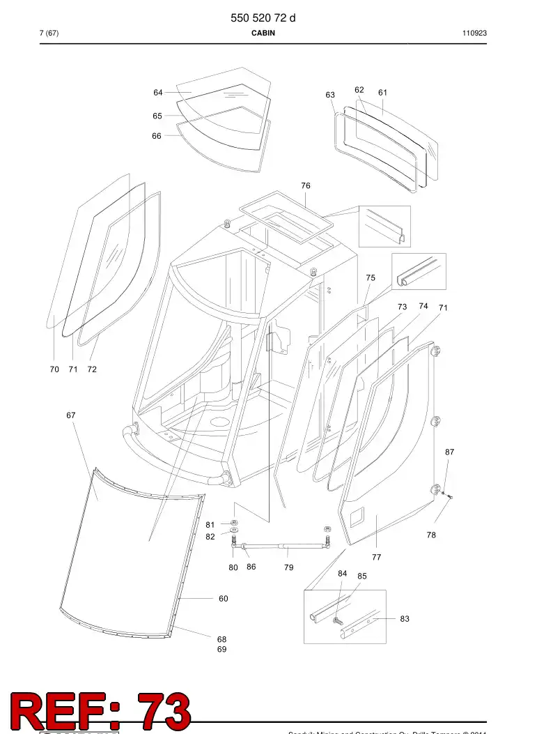 88608719a 886 087 19a Window - Sandvik Technical Drawing