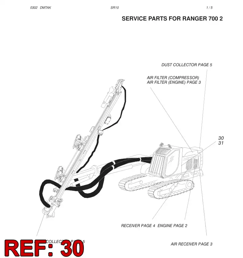 88609169 886 091 69 AIR FILTER - Sandvik Technical Drawing