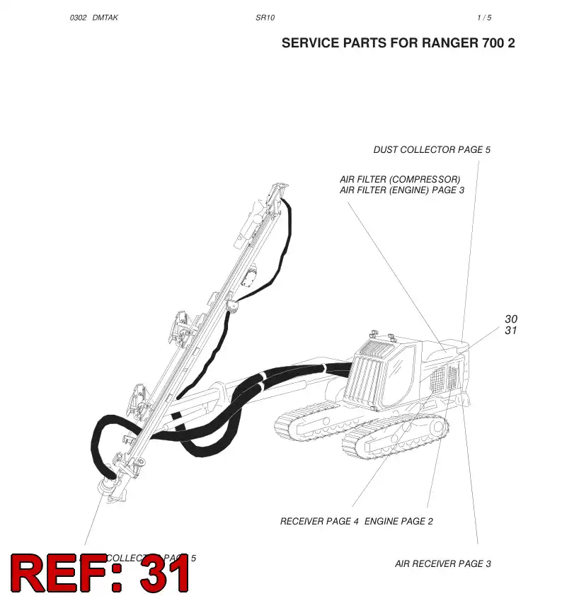 88609299 886 092 99 AIR FILTER (PREFILTER, OUTER) - Sandvik Technical Drawing