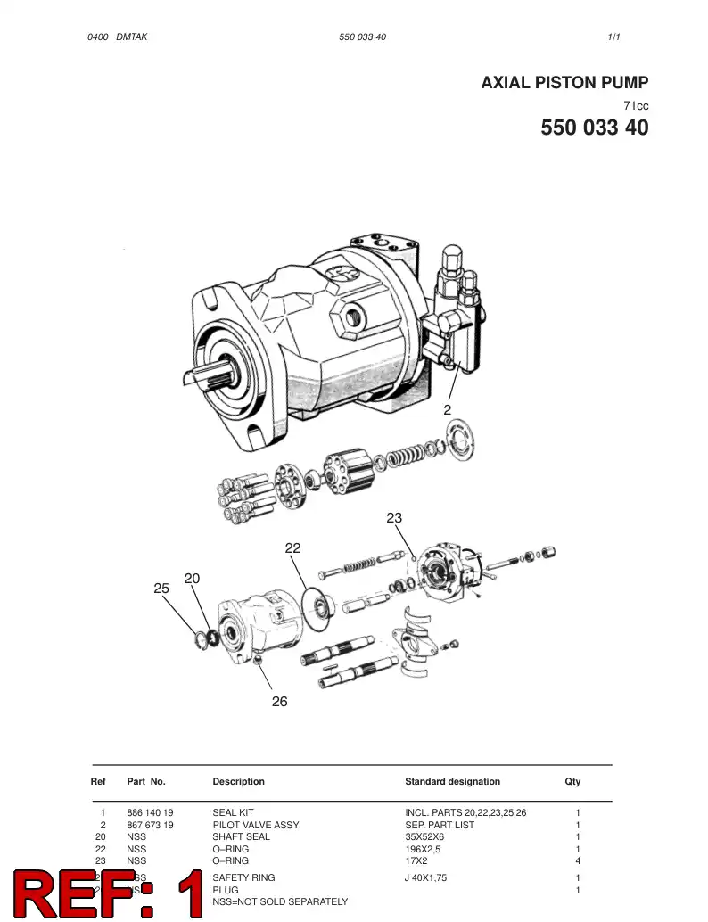 88614019 886 140 19 Seal kit - Sandvik Technical Drawing