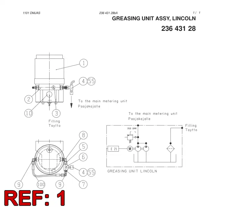 88627899 886 278 99 GREASE UNIT - Sandvik Technical Drawing