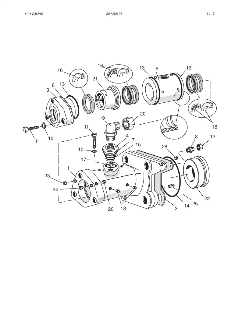 88630449 886 304 49 SEAL KIT FOR FLUSHING HOUSING - Sandvik Technical Drawing
