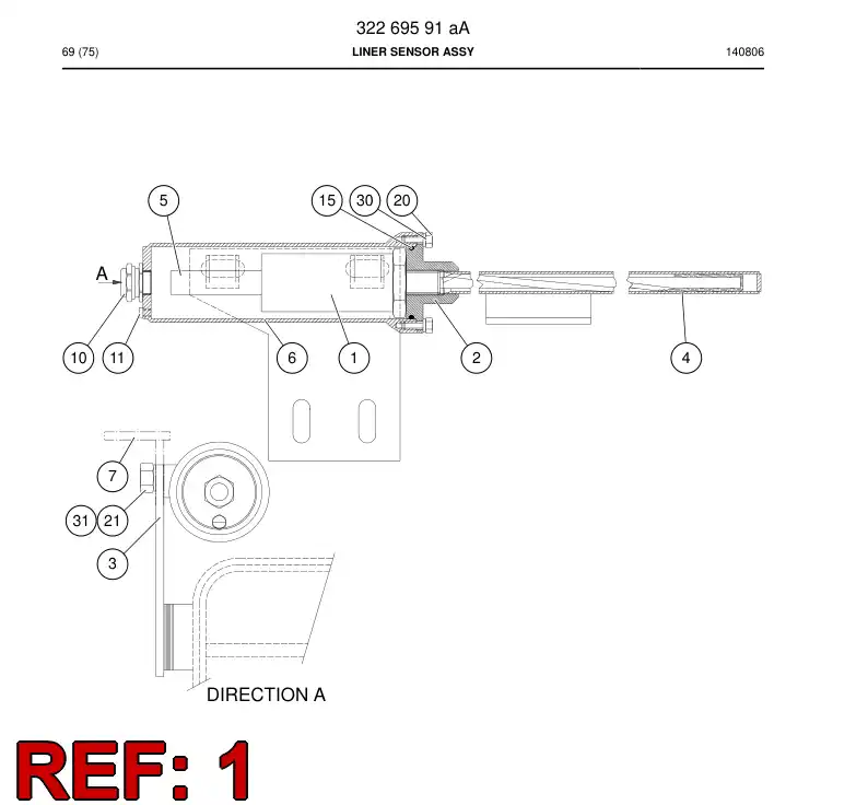 88644539b 886 445 39b Sensor, Linear - Sandvik Technical Drawing