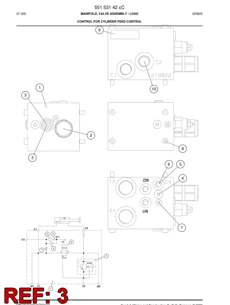 88654699a 886 546 99a Valve Assembly, Pressure Sequence - Sandvik Technical Drawing