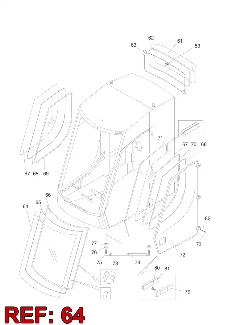 88663179 886 631 79 FRONT WINDOW - Sandvik Technical Drawing
