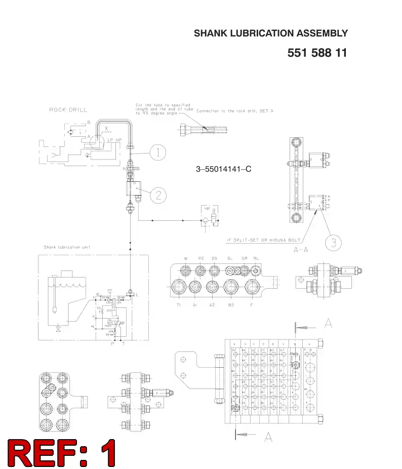 88678279 886 782 79 LUBRICATION HOSE - Sandvik Technical Drawing