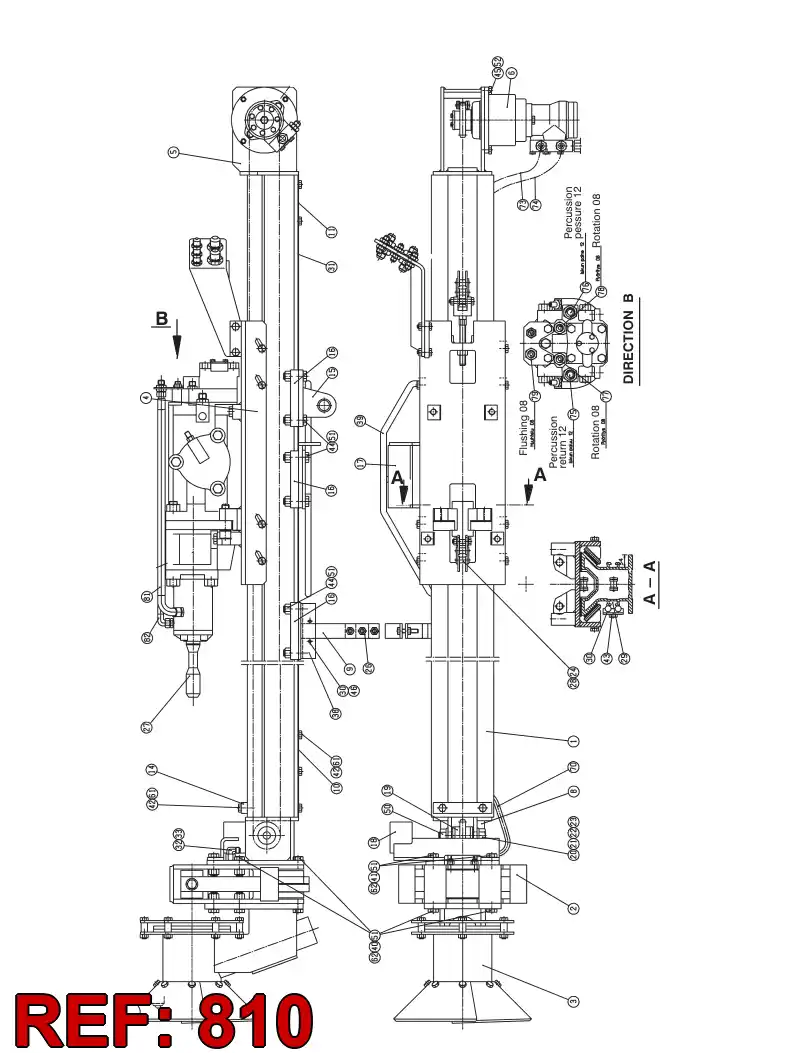 88692709 886 927 09 Hose, Hydraulic - Sandvik Technical Drawing