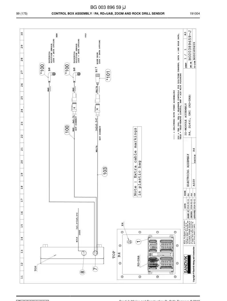 88709329b 887 093 29b Cable, Screened - Sandvik Technical Drawing