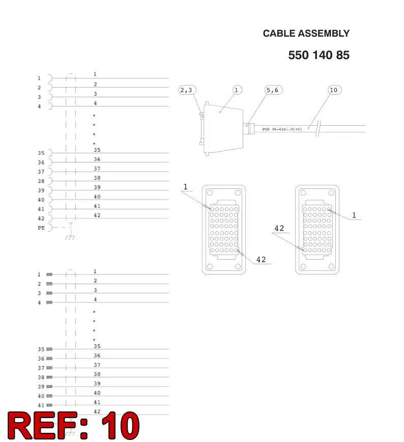 88709459 887 094 59 PUR CABLE, SCREENED - Sandvik Technical Drawing