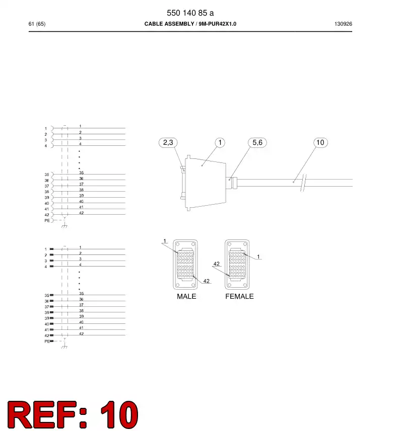 88709459a 887 094 59a Screened electric cable - Sandvik Technical Drawing