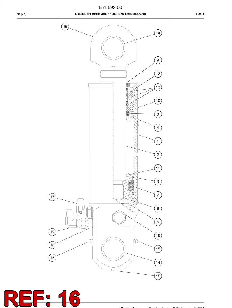 88725219 887 252 19 OVERCENTER VALVE 300 bar - Sandvik Technical Drawing