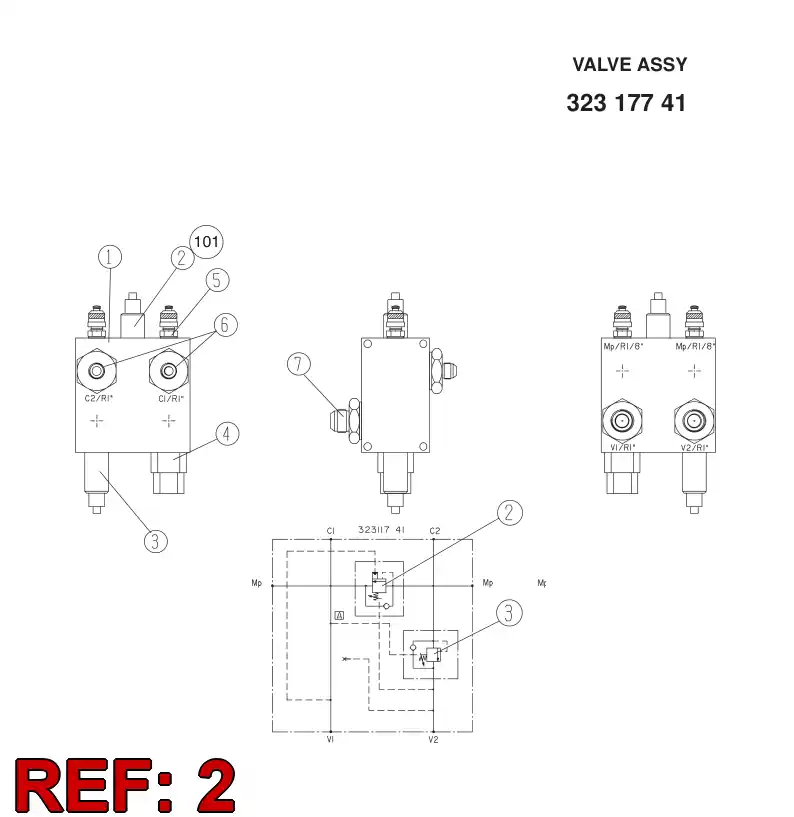 88728379 887 283 79 LOAD CONTROL VALVE - Sandvik Technical Drawing