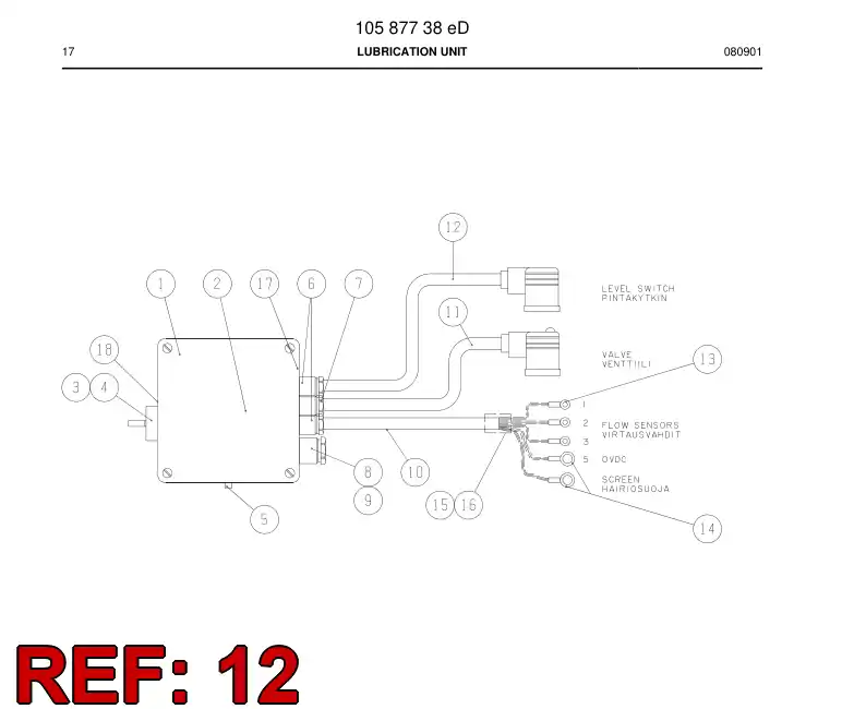 88729389b 887 293 89b Pre-wired plug cable - Sandvik Technical Drawing