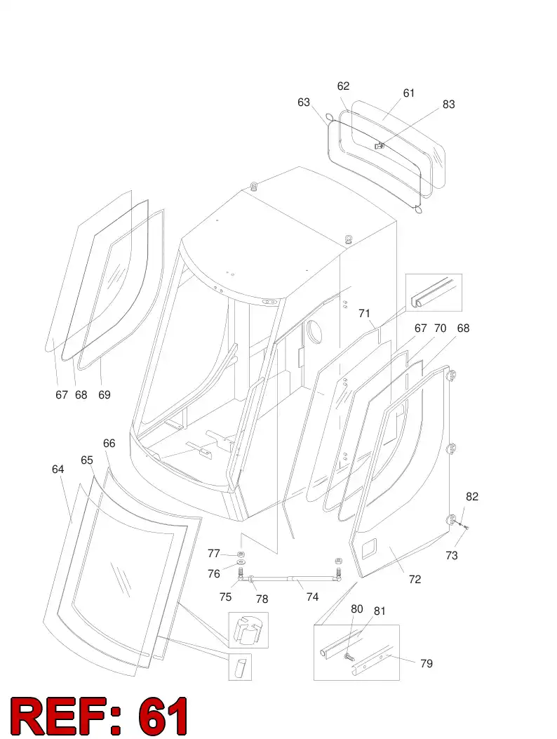 88733109 887 331 09 REAR WINDOW - Sandvik Technical Drawing