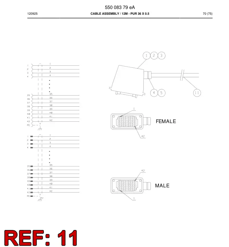 88737269b 887 372 69b Screened electric cable - Sandvik Technical Drawing