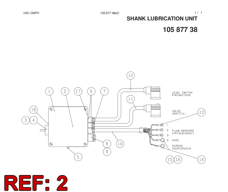 88749749 887 497 49 SHANK LUBRICATION CONTROL UNIT - Sandvik Technical Drawing