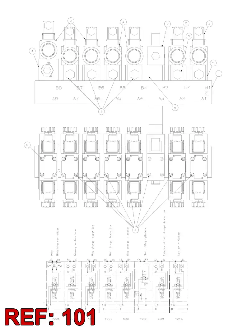 88749909 887 499 09 OVERCENTER VALVE - Sandvik Technical Drawing