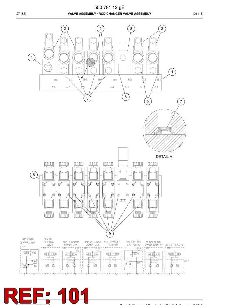 88749909a 887 499 09a OVERCENTER VALVE CARTRIDGE - Sandvik Technical Drawing