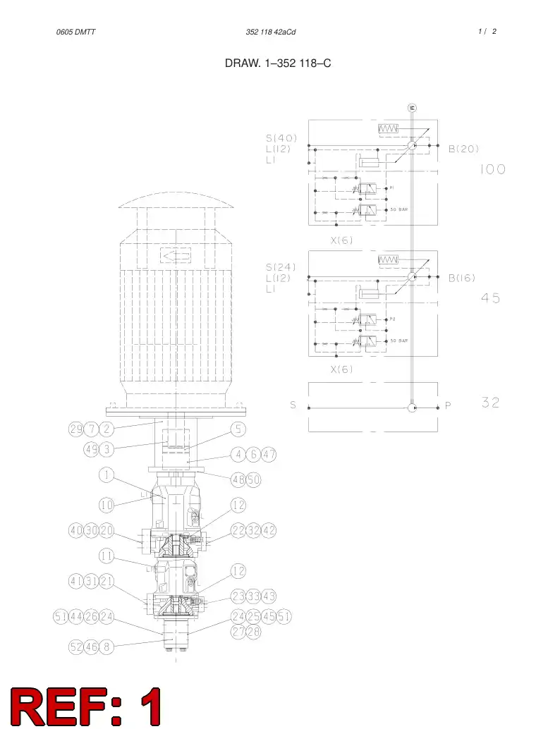 88752559 887 525 59 AXIAL PISTON PUMP ASSEMBLY - Sandvik Technical Drawing