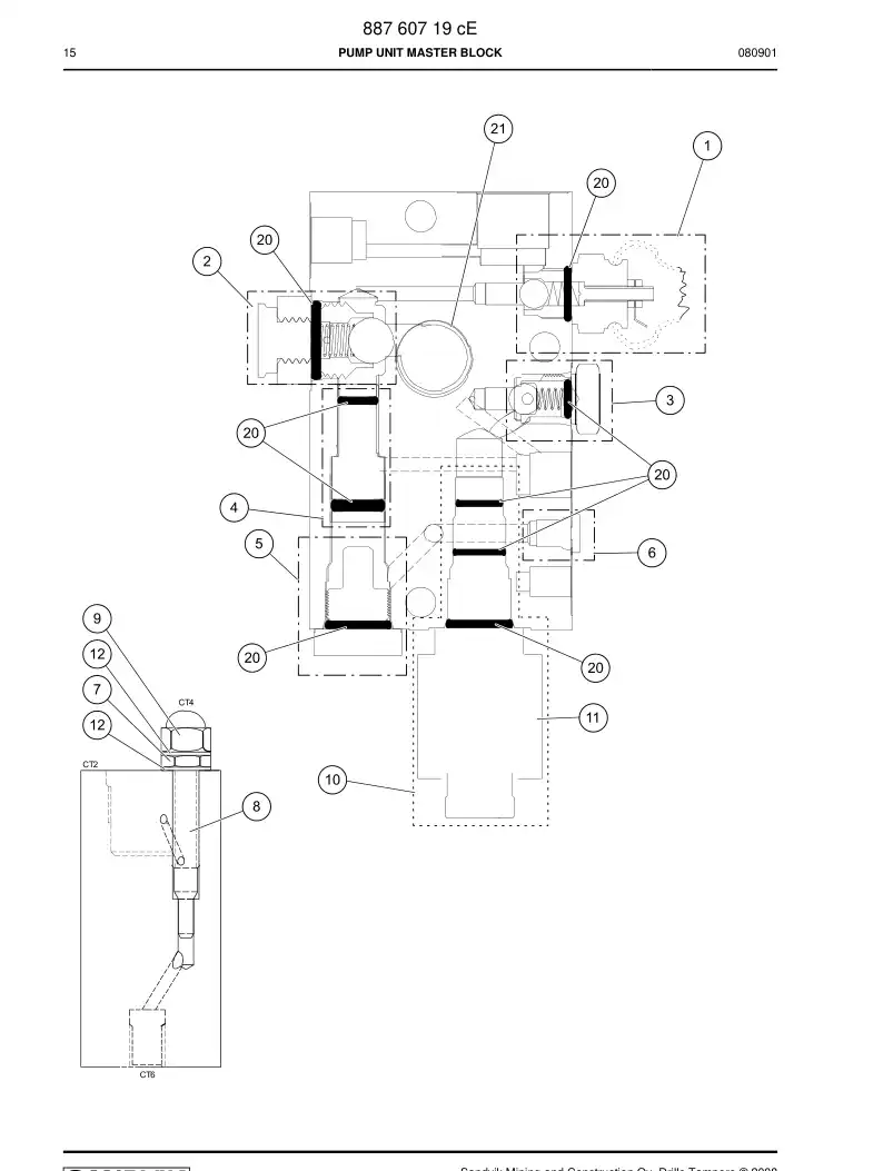 88761169a 887 611 69a Seal kit - Sandvik Technical Drawing