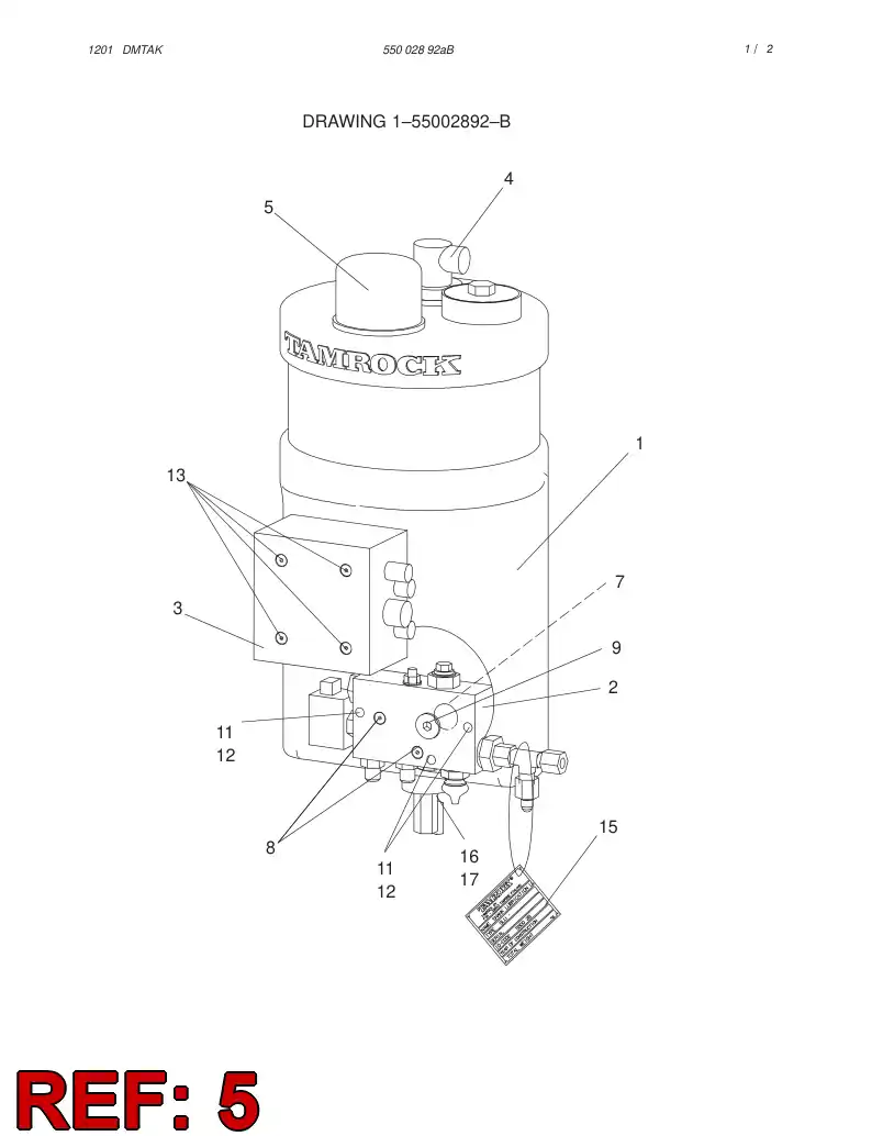 88761609 887 616 09 FILLING PLUG/ BREATHER - Sandvik Technical Drawing