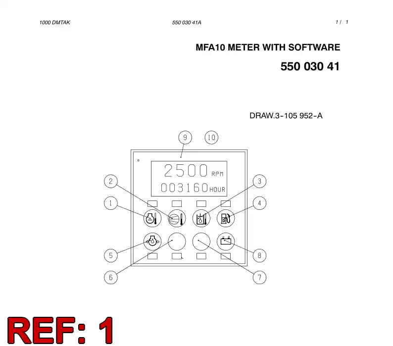 88767659 887 676 59 PUSH BUTTON COVER WITH SYMBOL - Sandvik Technical Drawing