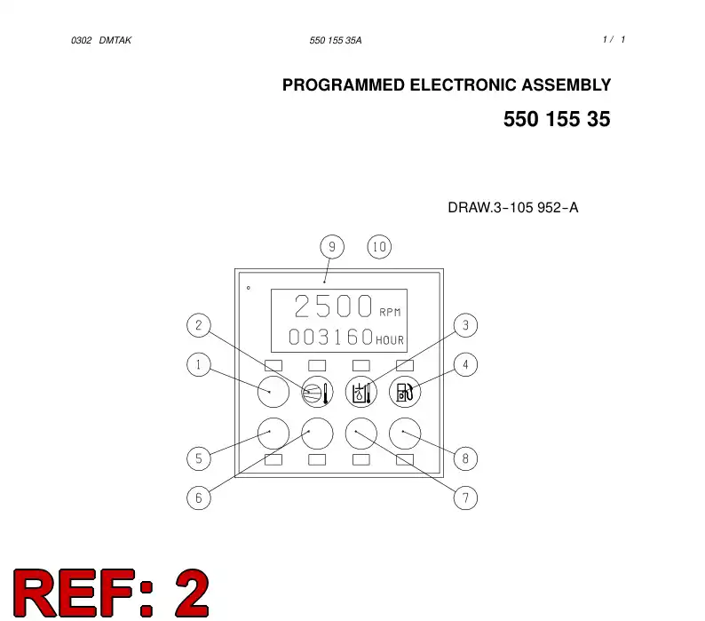 88767789 887 677 89 PUSH BUTTON COVER WITH SYMBOL - Sandvik Technical Drawing