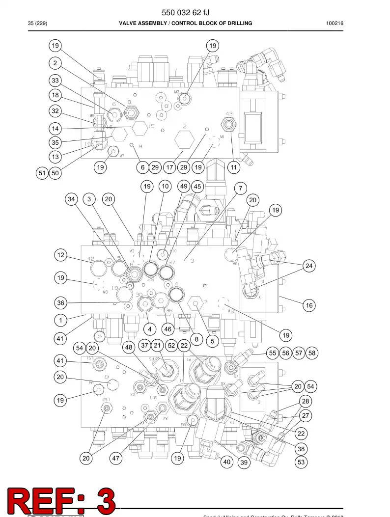 88770339a 887 703 39a Valve, Pressure Sequence - Sandvik Technical Drawing