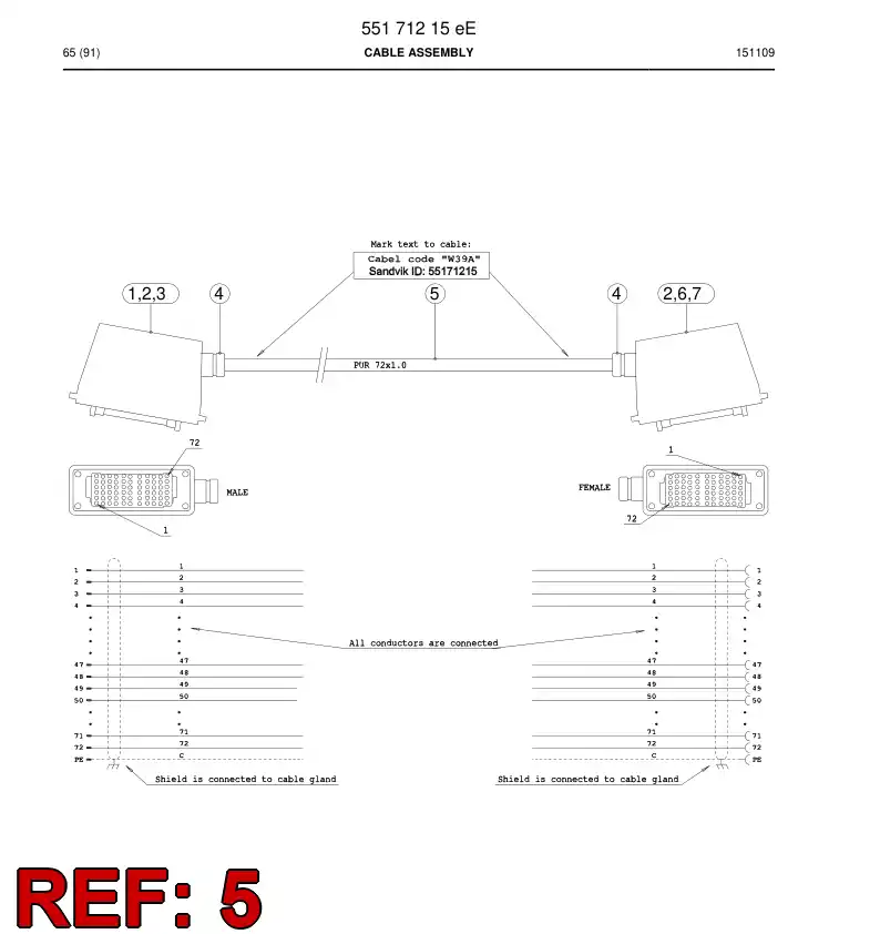 88773109b 887 731 09b Cable - Sandvik Technical Drawing