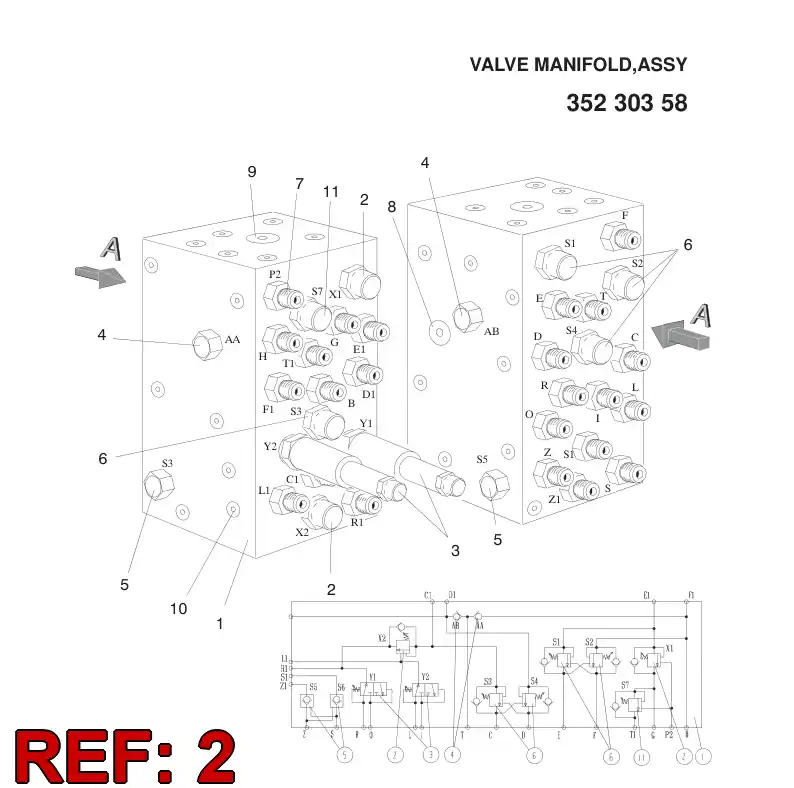 88776269 887 762 69 Valve, Over Center - Sandvik Technical Drawing