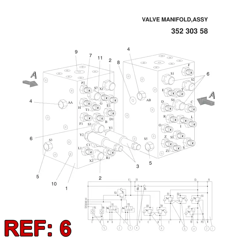 88776399 887 763 99 Valve, Over Center - Sandvik Technical Drawing