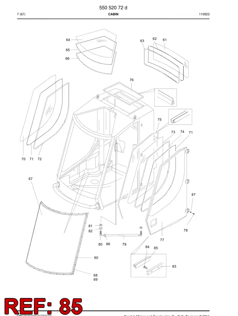 88776959a 887 769 59a DOOR SEAL - Sandvik Technical Drawing