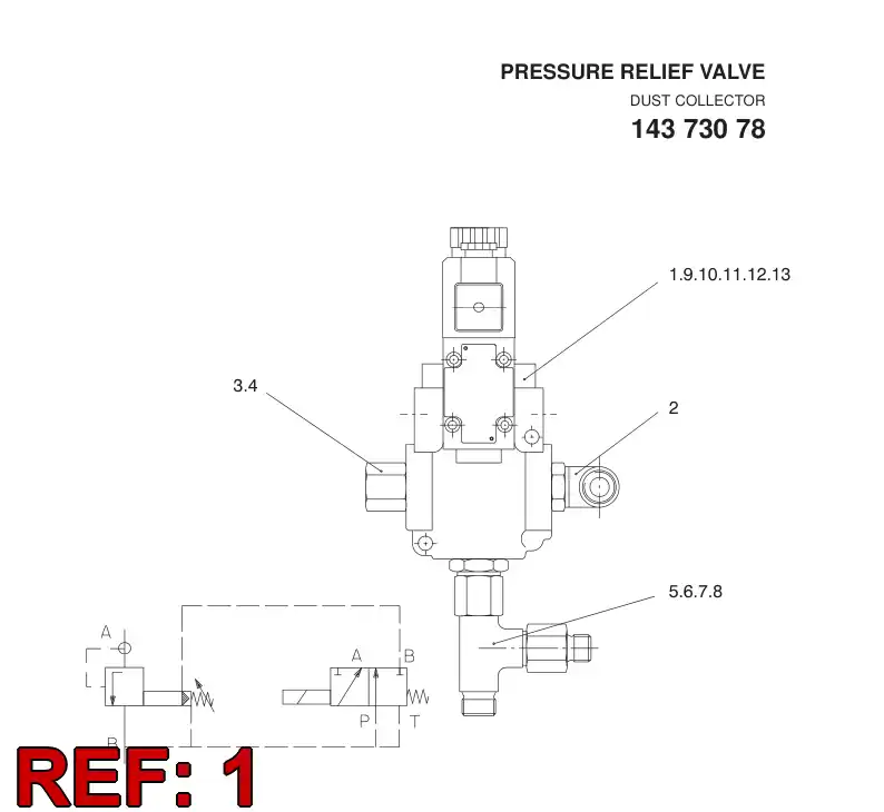 88785699 887 856 99 PRESS.RELIEF+FREE CIRC. VALVE - Sandvik Technical Drawing