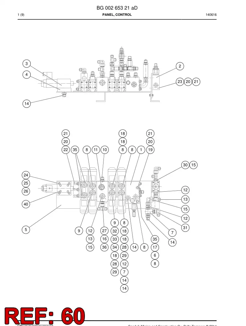 88791839a 887 918 39a CENTER SECTION - Sandvik Technical Drawing