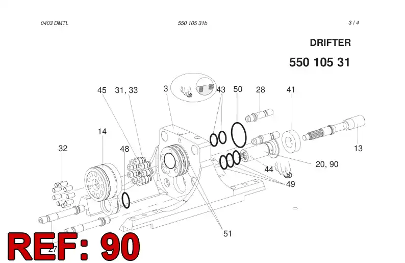 88809749 888 097 49 Bearing, Needle - Sandvik Technical Drawing