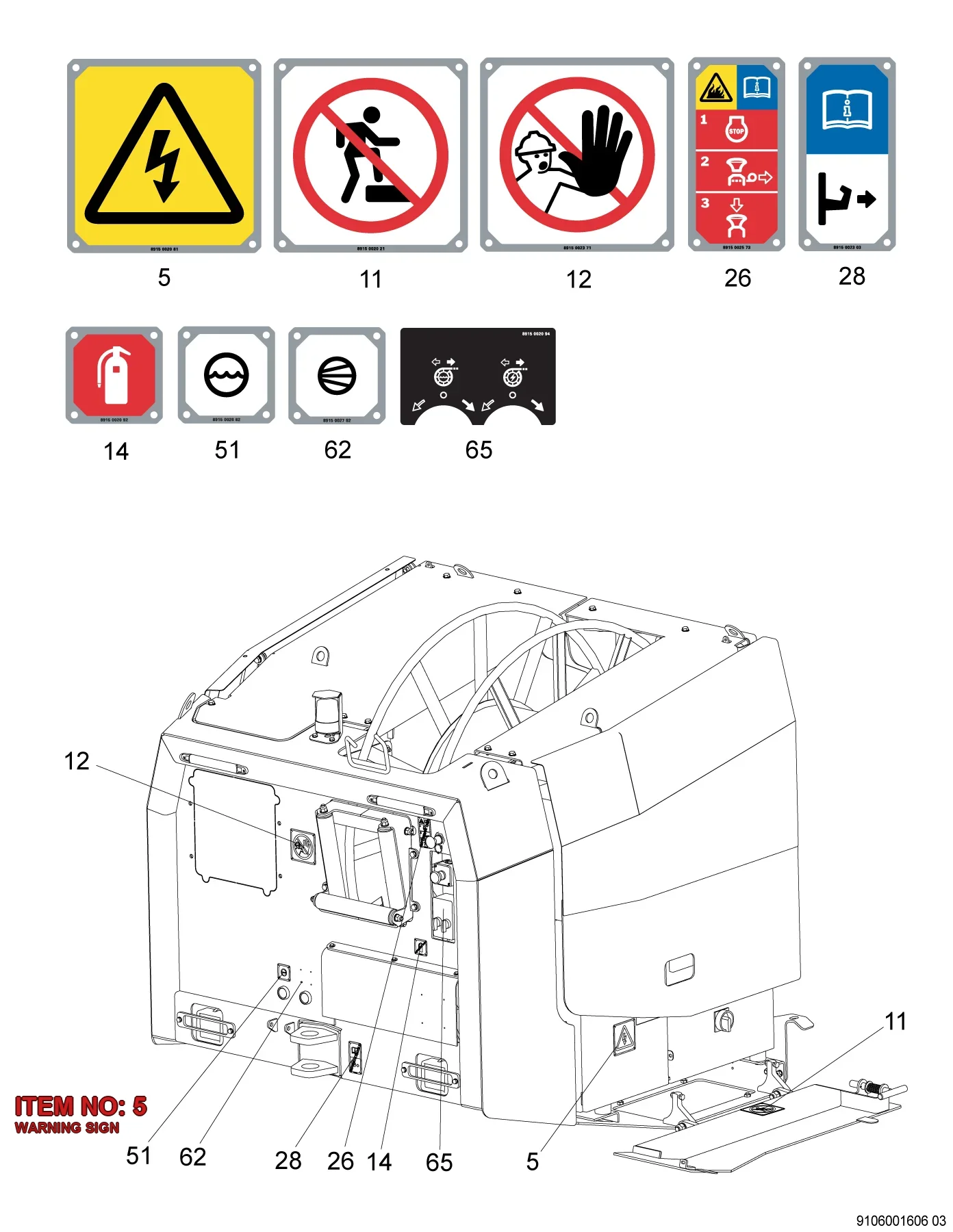 8915 0020 81 WARNING SIGN - Technical Drawing