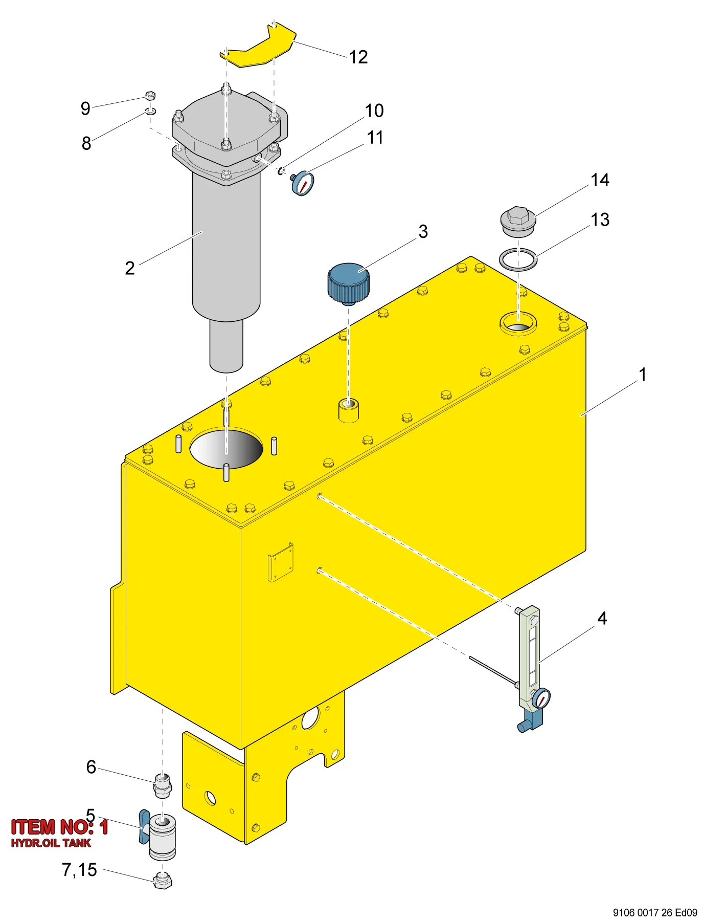9106 0017 28 HYDR.OIL TANK - Technical Drawing
