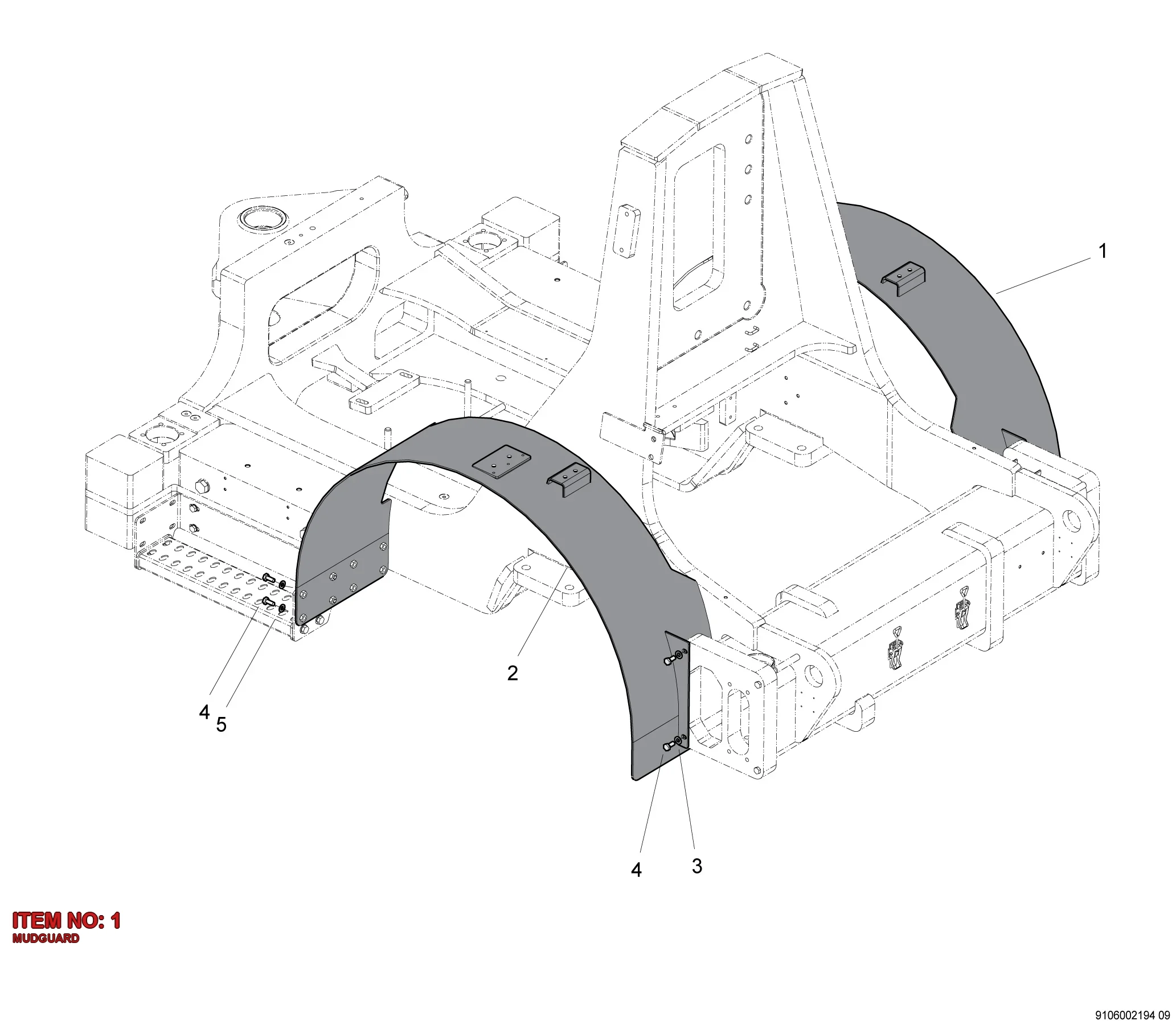 9106 0021 95 MUDGUARD - Technical Drawing