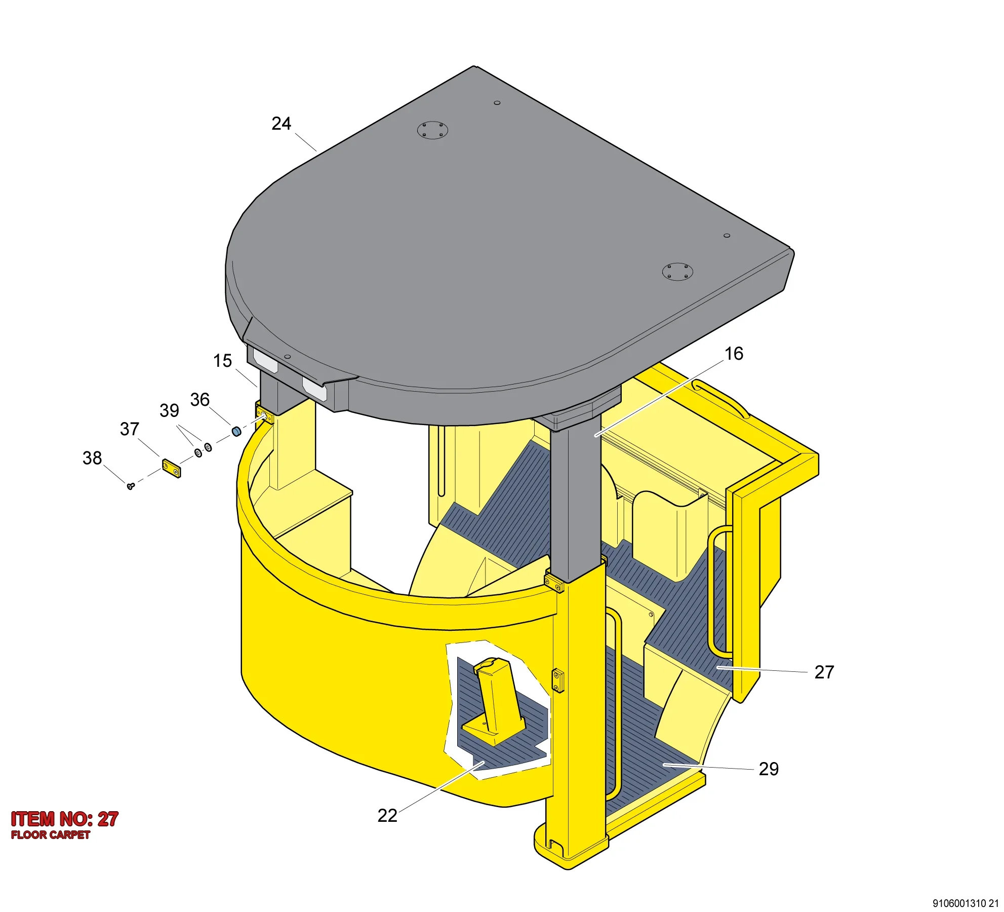 9106 0111 27 FLOOR CARPET - Technical Drawing